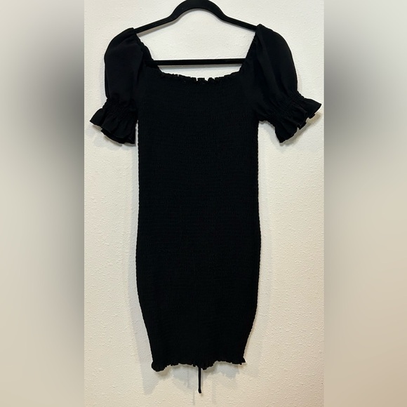 Love Tree Black Ribbed Ruched Mini Dress Size Large - Picture 3 of 5